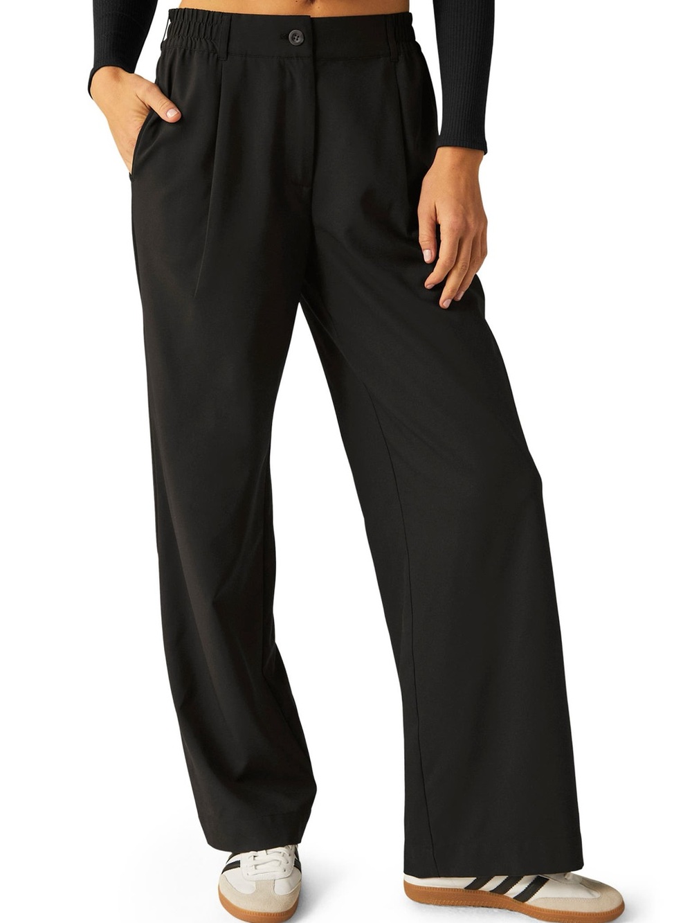 Beyond Yoga Status Wide Leg Trouser Pants Women’s Small Black Everyday Pants